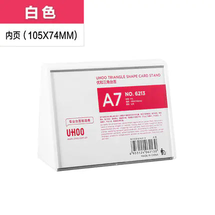 Triangular Table Sign with QR Code - White 6213 Model