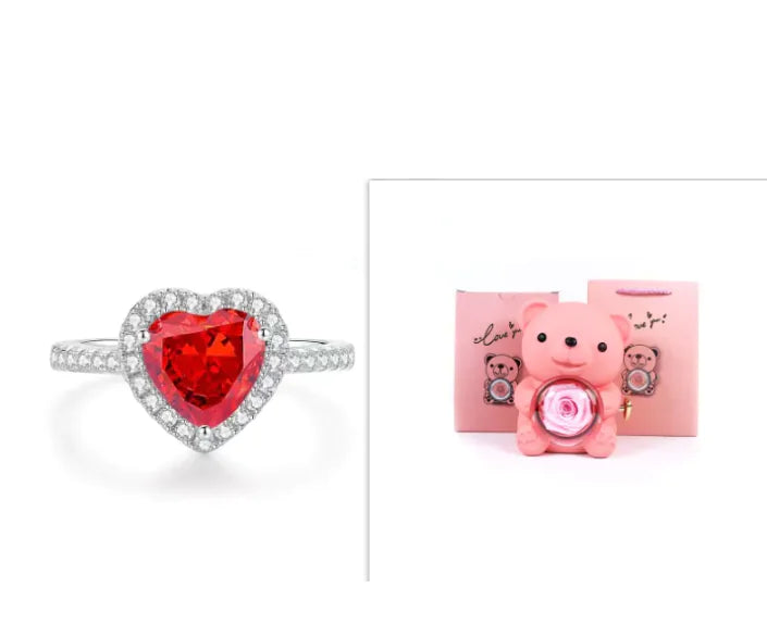 Eternal Rose Teddy Bear Gift Box with Necklace