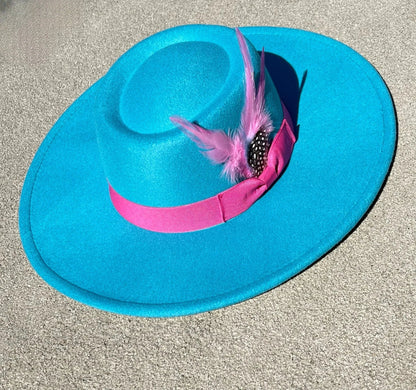 Luxury Round Fedora Hat-Pink-0