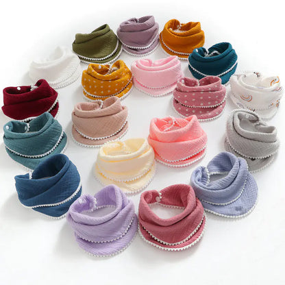 Cotton Gauze Baby Bibs with Lace for Newborns