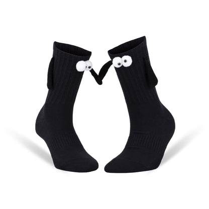 Magnetic Holding Hands Couple Socks – 2 Pairs, Soft Cotton, Fun Romantic Gift, Valentine’s Day Socks, Shoe Size 5-10-4