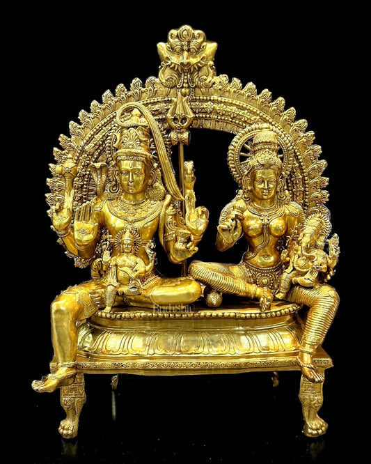 Majestic Pure Brass Superfine Shiva Parivar Statue - 54"-0