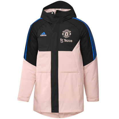 Manchester United Soccer parka down jacket 2023 pink/black - Adidas-0