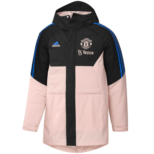 Manchester United Soccer parka down jacket 2023 pink/black - Adidas-0