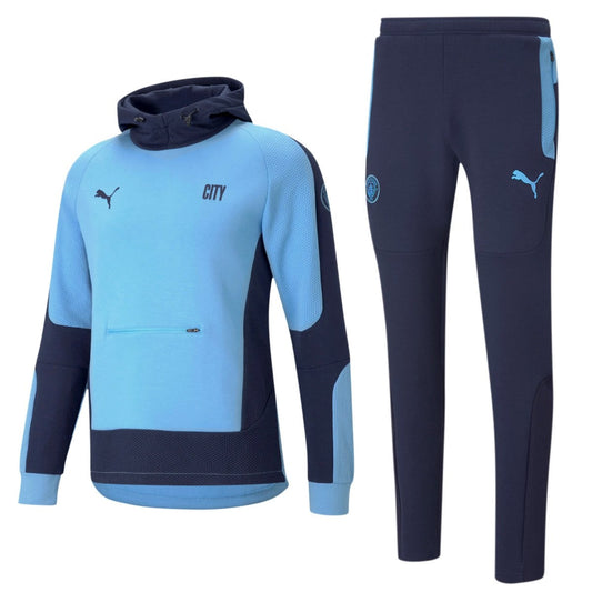 Manchester City Evostripe hooded presentation tracksuit 2021 light blue - Puma-0