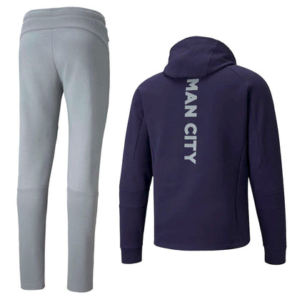 Manchester City hooded Casual presentation tracksuit 2022 navy/grey - Puma-1