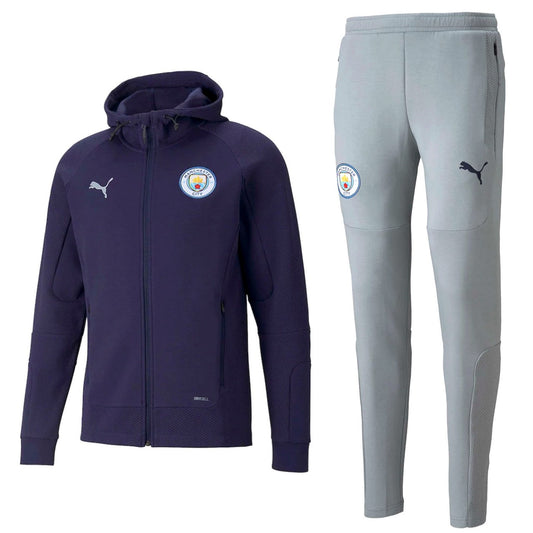Manchester City hooded Casual presentation tracksuit 2022 navy/grey - Puma-0
