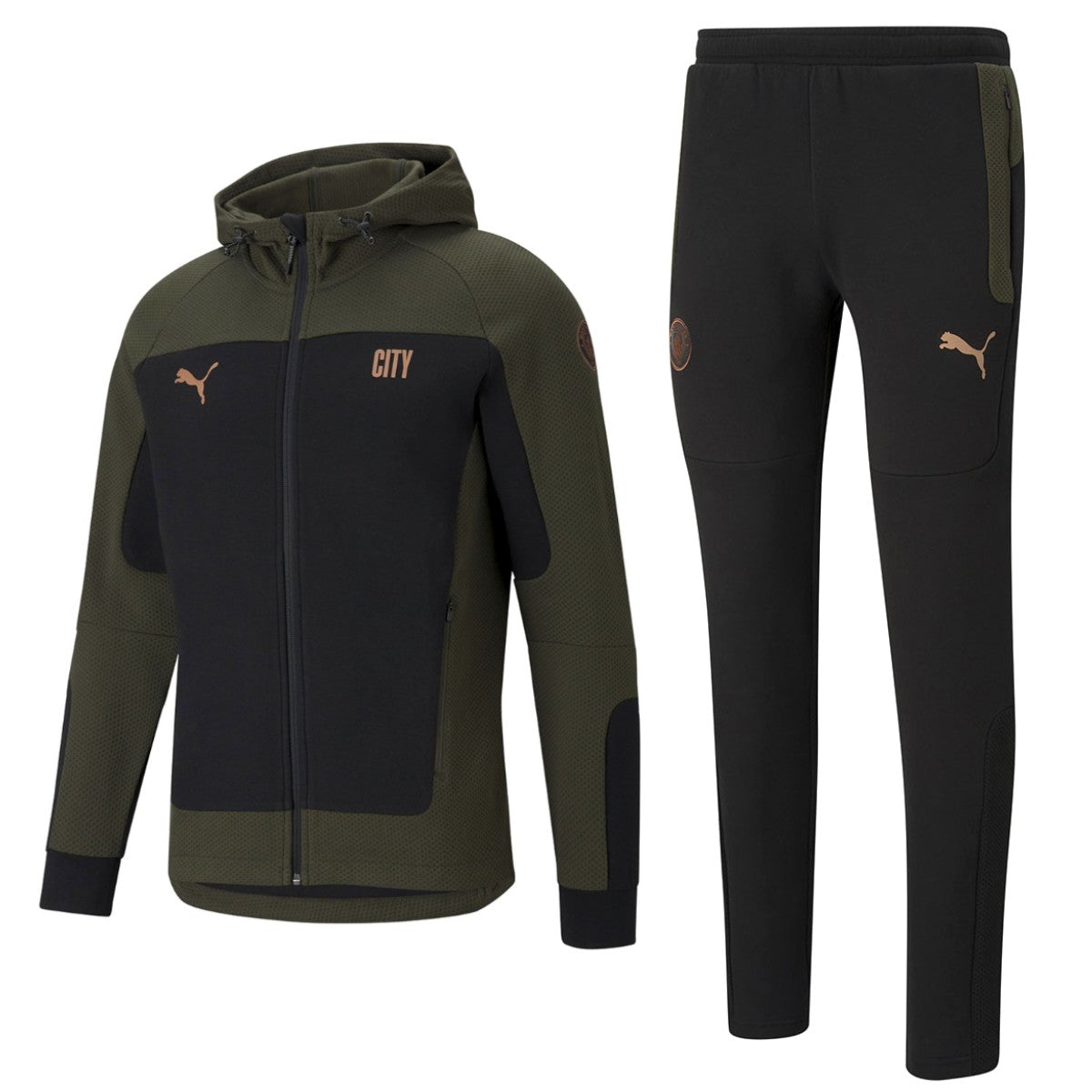 Manchester City Evostripe hooded presentation tracksuit 2021 green - Puma-0