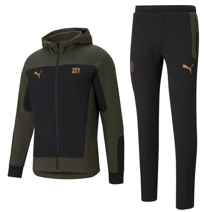 Manchester City Evostripe hooded presentation tracksuit 2021 green - Puma-0