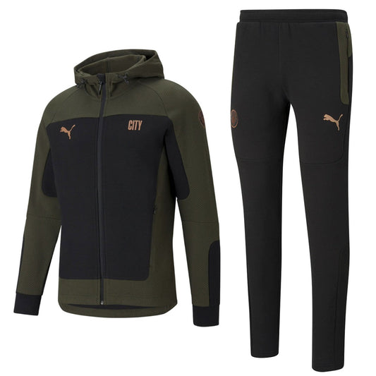 Manchester City Evostripe hooded presentation tracksuit 2021 green - Puma-0