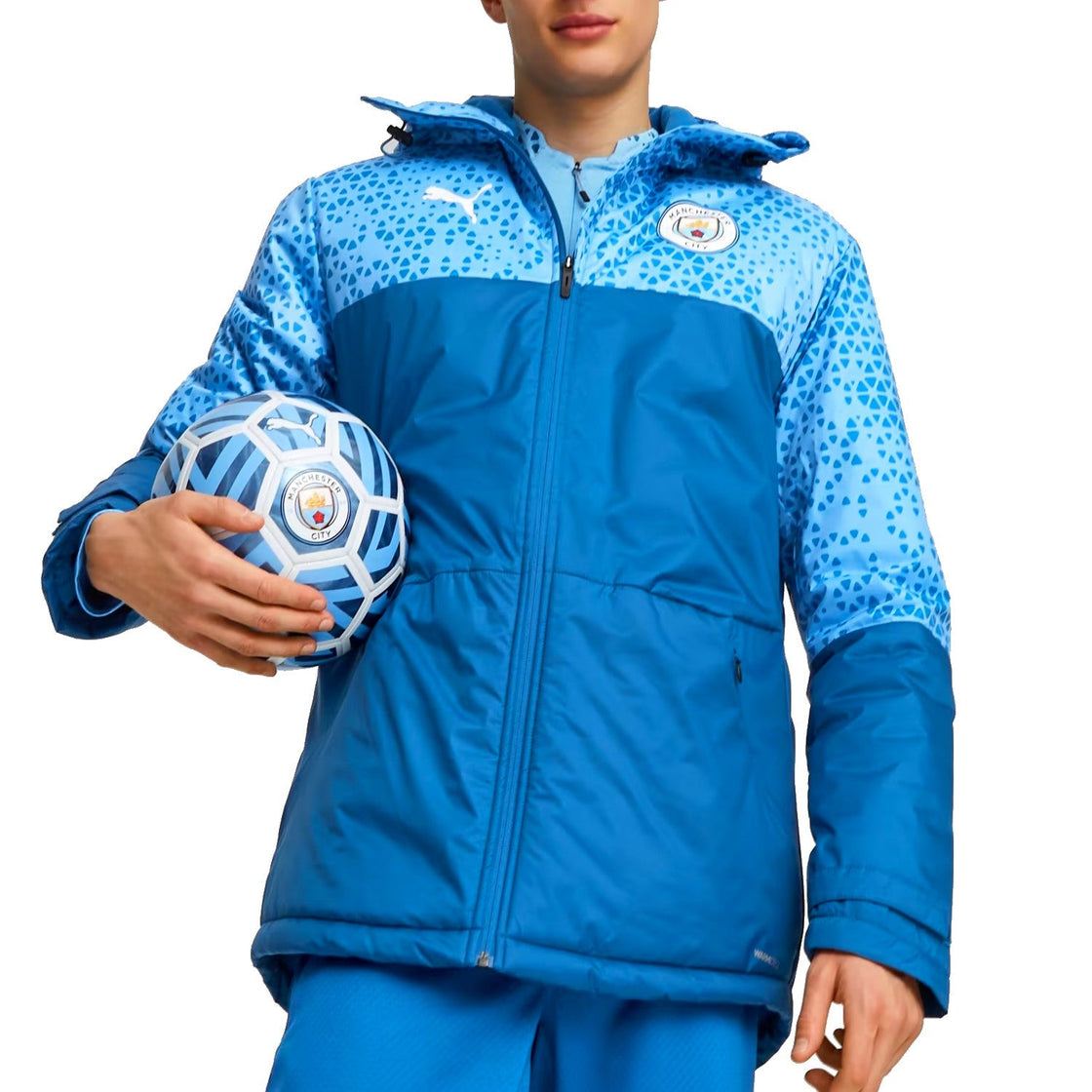 Manchester City soccer bench padded jacket 2023/24 blue - Puma-0