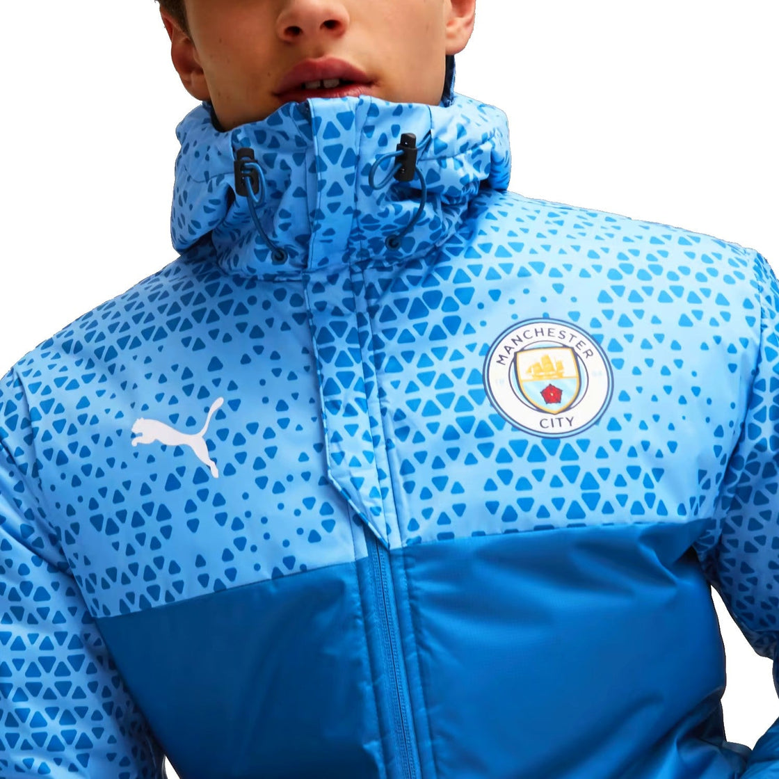 Manchester City soccer bench padded jacket 2023/24 blue - Puma-2