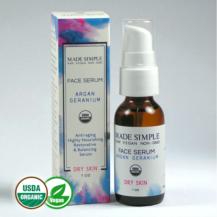 Argan Geranium Face Serum for Dry Skin - Certified Organic. Vegan & Cruelty-free-0