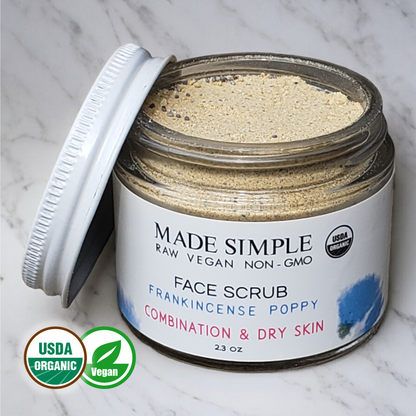 Frankincense Poppy Seed Face Scrub for Combination/Dry Skin - Certified Organic, Vegan & Cruelty-free-4