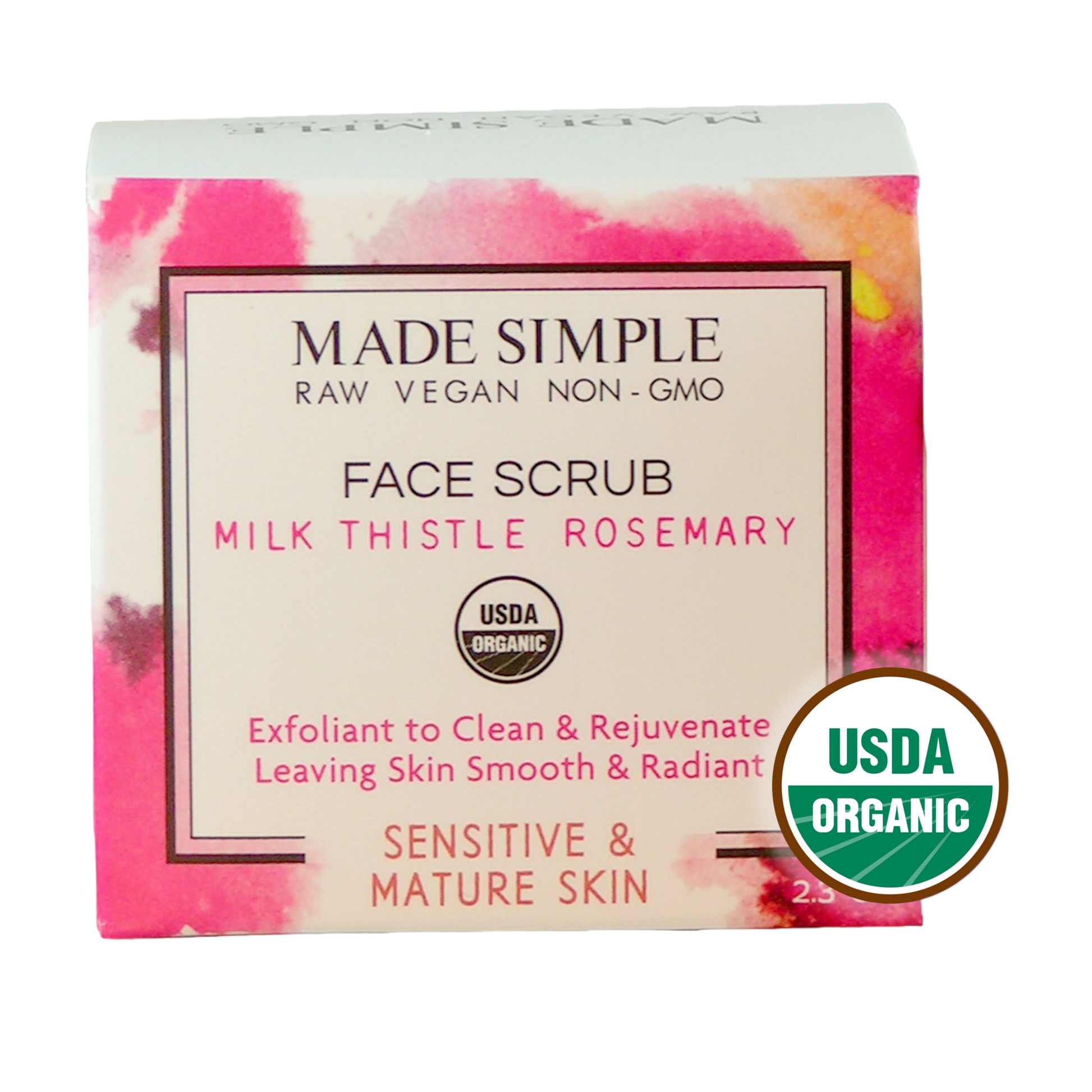 Milk Thistle Rosemary Face Scrub for Sensitive/Mature Skin - Certified Organic, Vegan & Cruelty-free-2