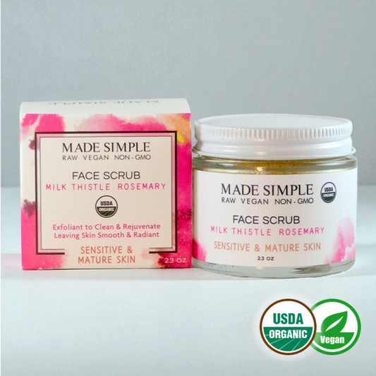 Milk Thistle Rosemary Face Scrub for Sensitive/Mature Skin - Certified Organic, Vegan & Cruelty-free-0