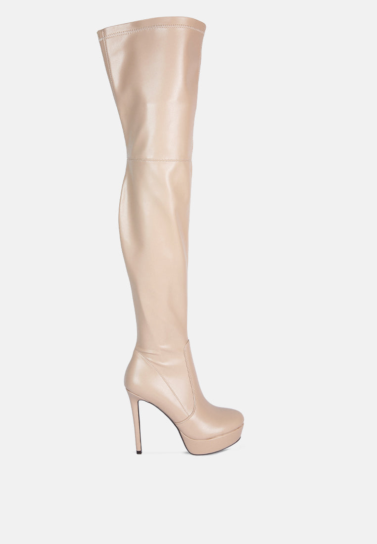 Marvelettes Faux Leather High Heeled Long Boots-2