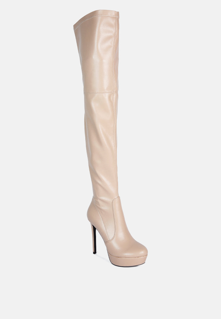 Marvelettes Faux Leather High Heeled Long Boots-3