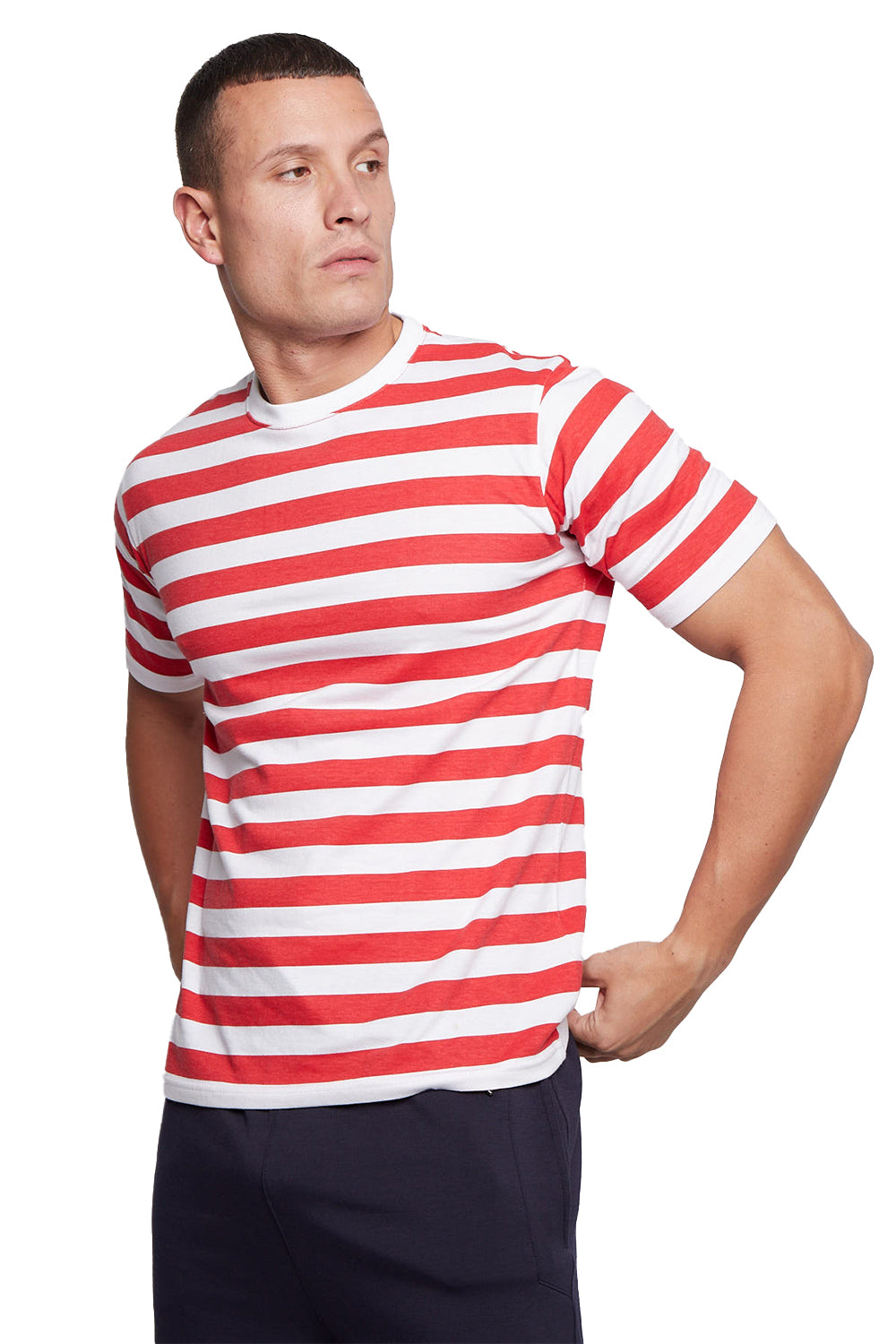 Active Star Unisex Red and White Stripe T-Shirt-1