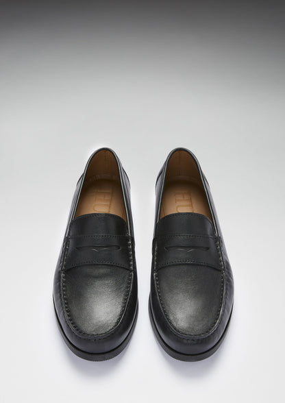Boat Loafers, black leather-3