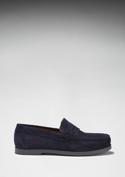 Boat Loafers, navy blue suede-4