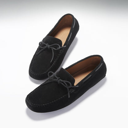 Laced Driving Loafers, black suede-1