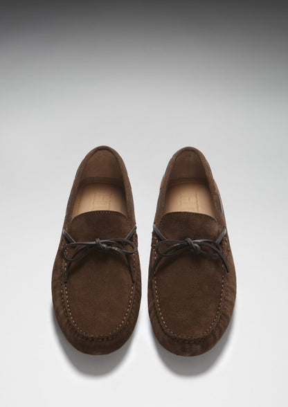 Laced Driving Loafers, brown suede-2