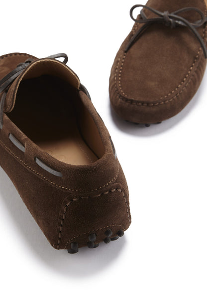 Laced Driving Loafers, brown suede-3
