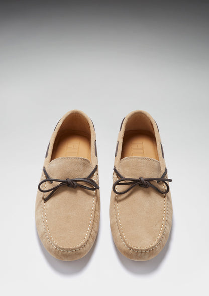 Laced Driving Loafers, taupe suede-1