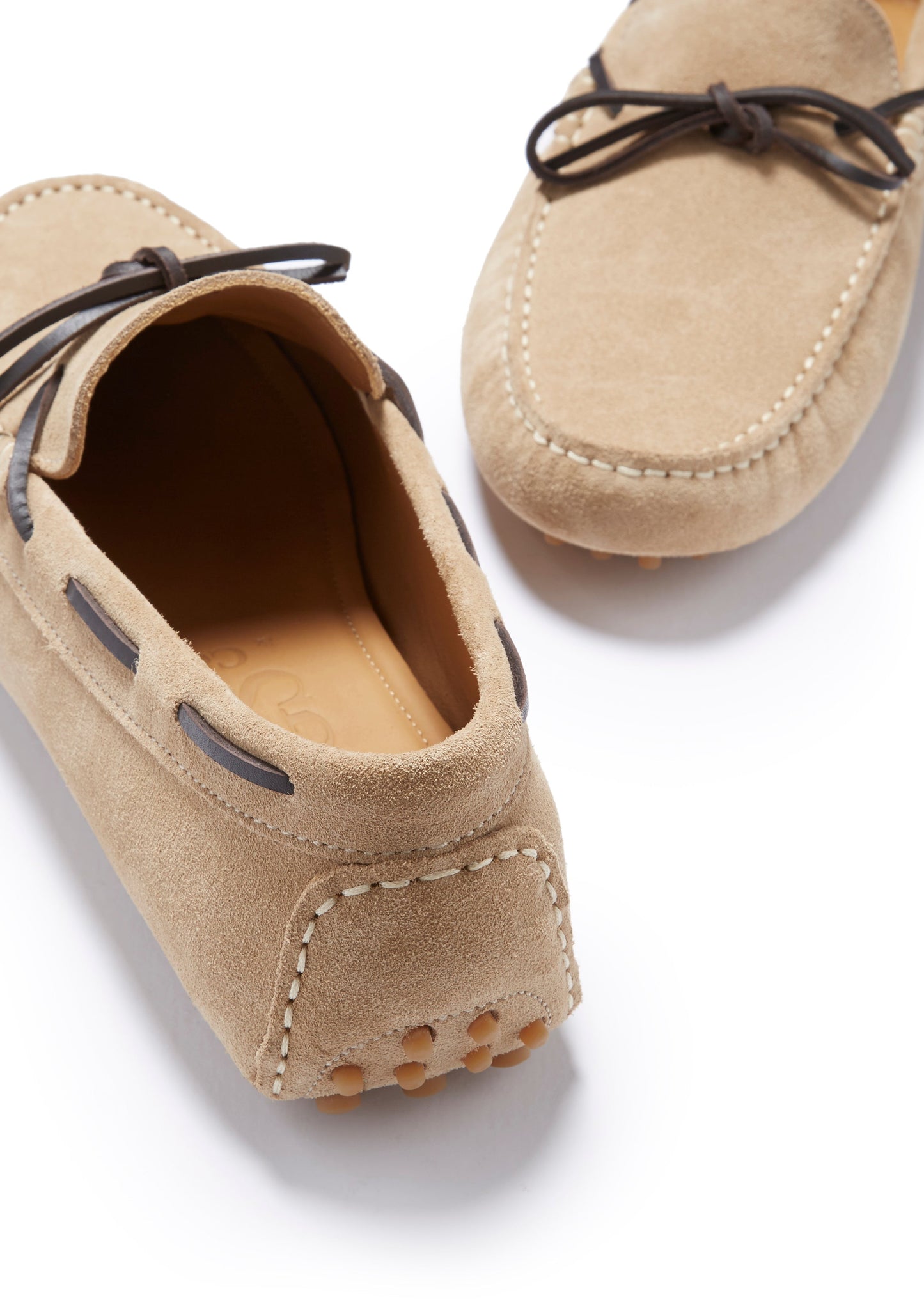 Laced Driving Loafers, taupe suede-2