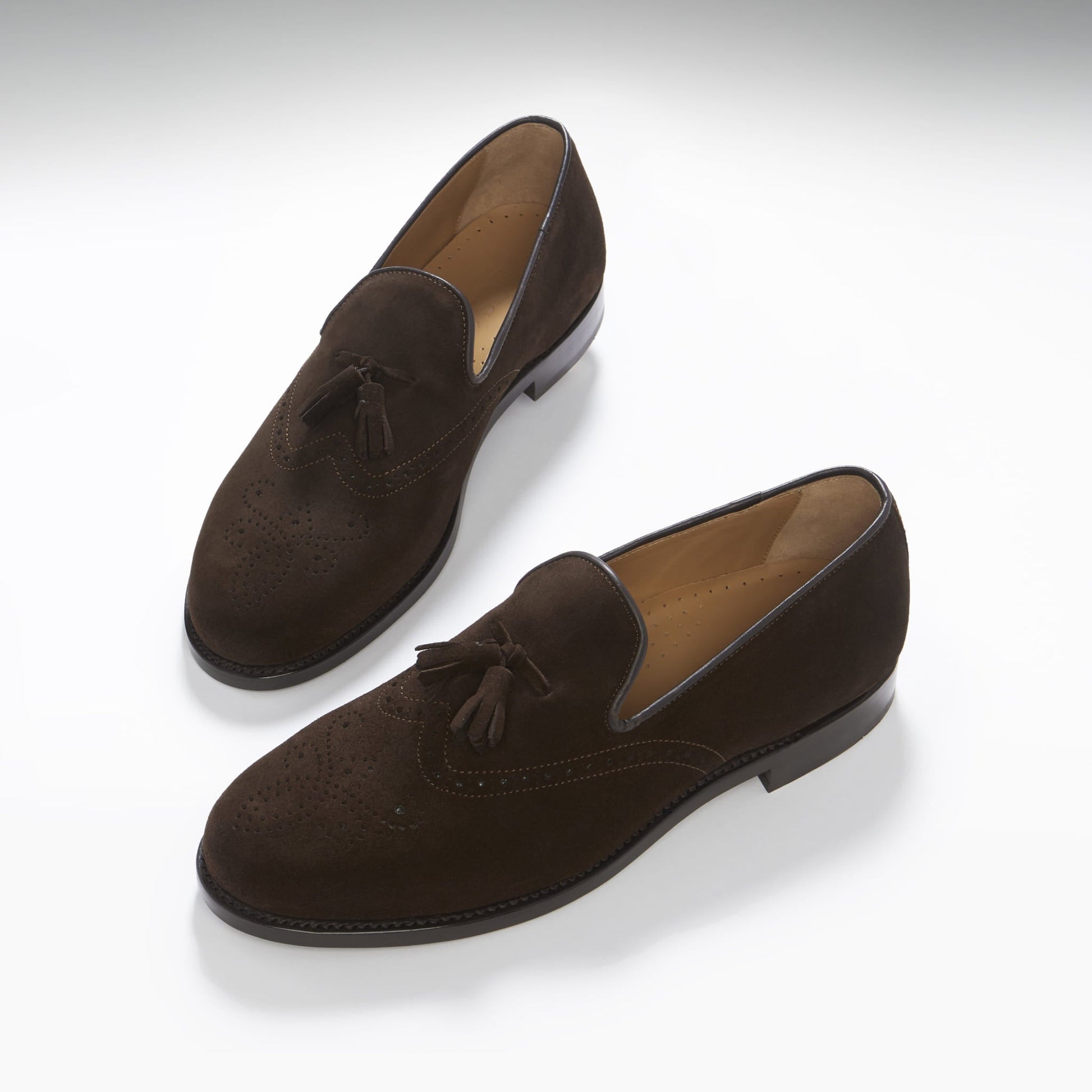 Brown Suede Tasselled Brogues, Welted Leather Sole-1