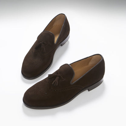 Brown Suede Tasselled Brogues, Welted Leather Sole-1