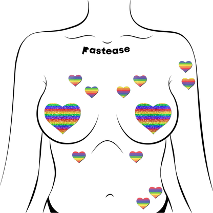 5-Pack: Body Minis: 10 Mini Rainbow Hearts Nipple & Body Pasties by Pastease® o/s-2