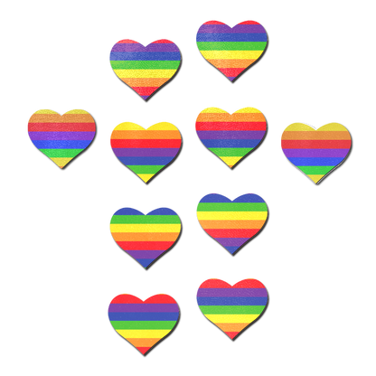 5-Pack: Body Minis: 10 Mini Rainbow Hearts Nipple & Body Pasties by Pastease® o/s-0