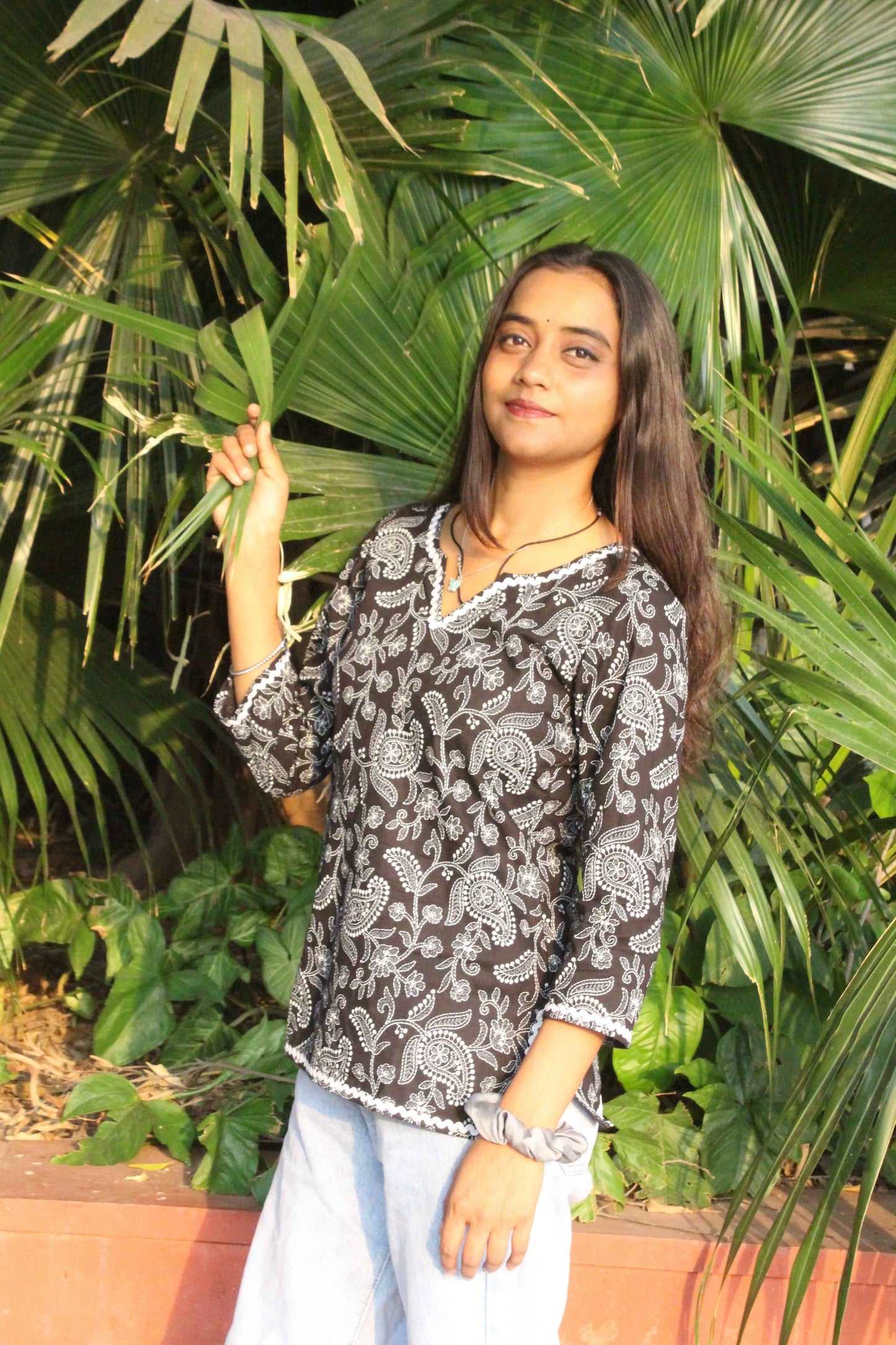 Midnight Blossom Cotton Kurti-2