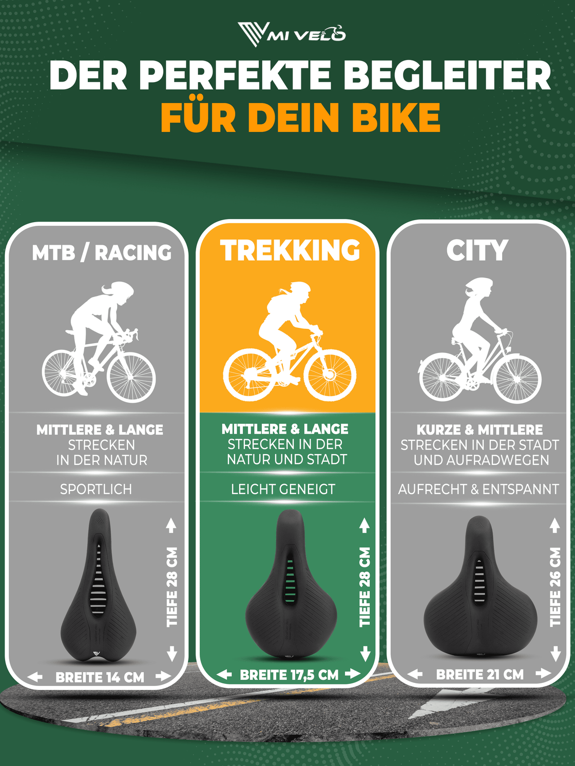Mivelo Fahrradsattel Trekking Comfort Pro-1