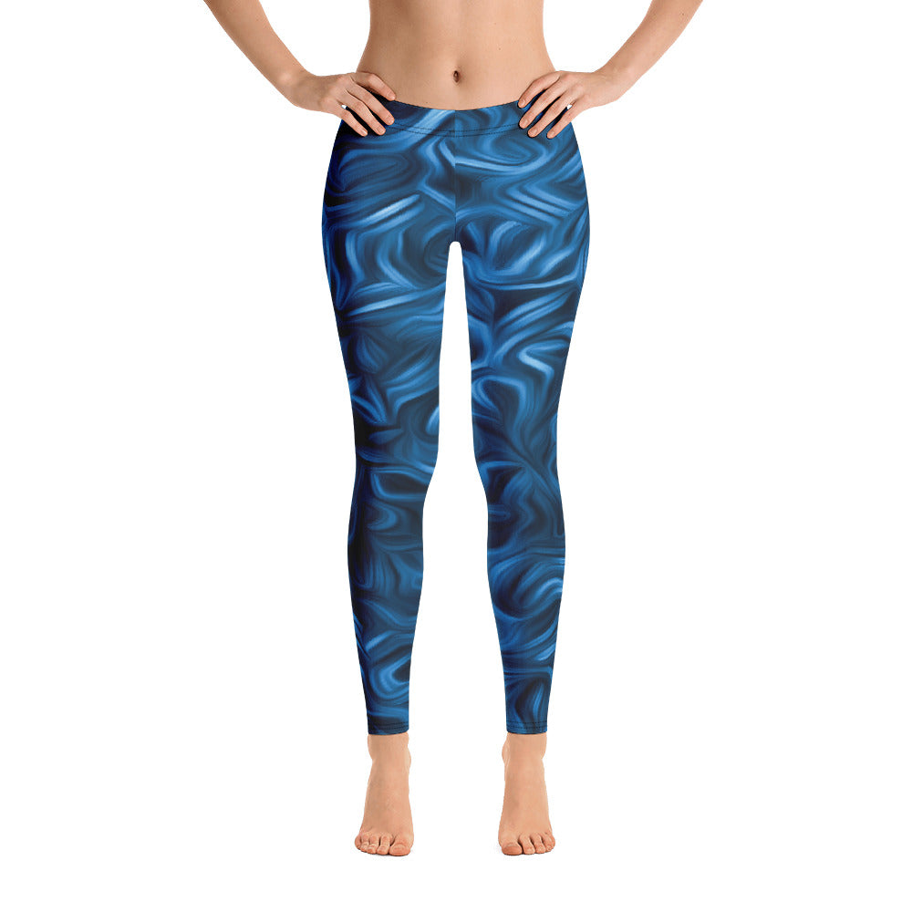 Blue Abstract Leggings-0