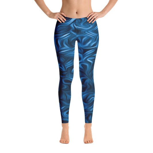 Blue Abstract Leggings-0