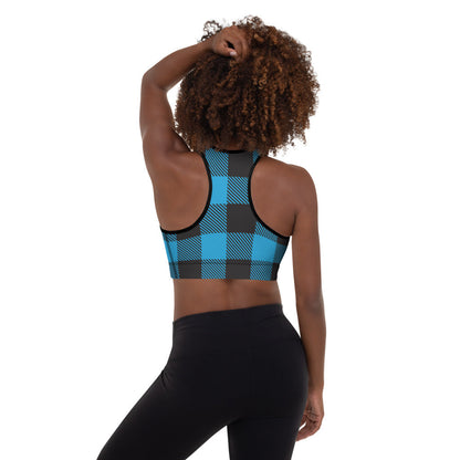 Buffalo Plaid Blue Padded Sports Bra-3