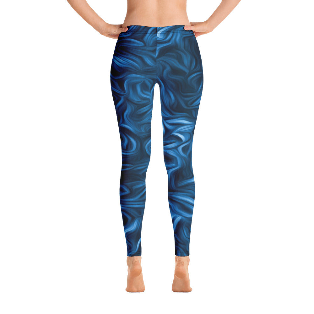 Blue Abstract Leggings-2