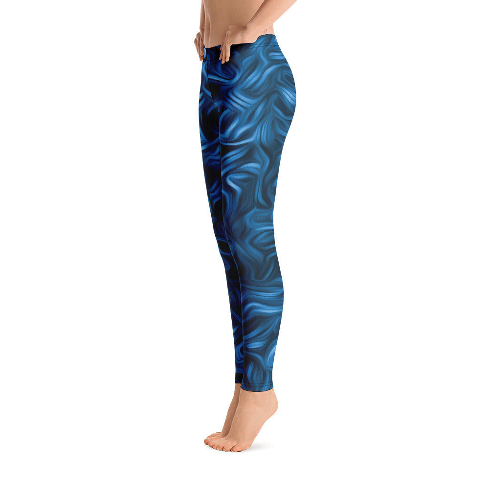 Blue Abstract Leggings-3