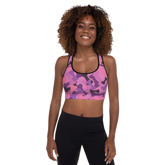 Bone Camo Pink Padded Sports Bra-0