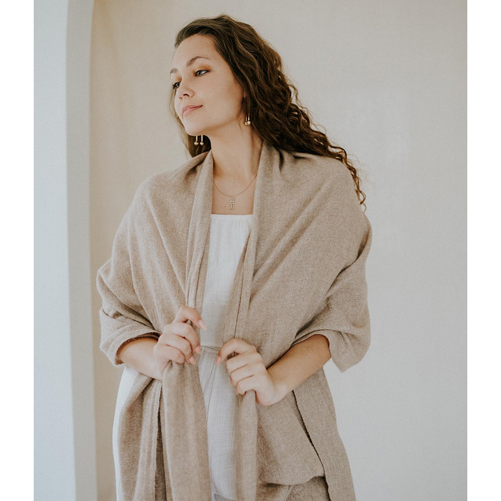 Beige Handloom Cashmere Scarf-2