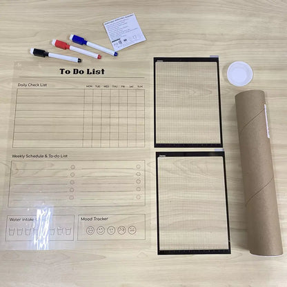 Transparent Erasable Planner Set with Magnetic Tape (3 pcs)
