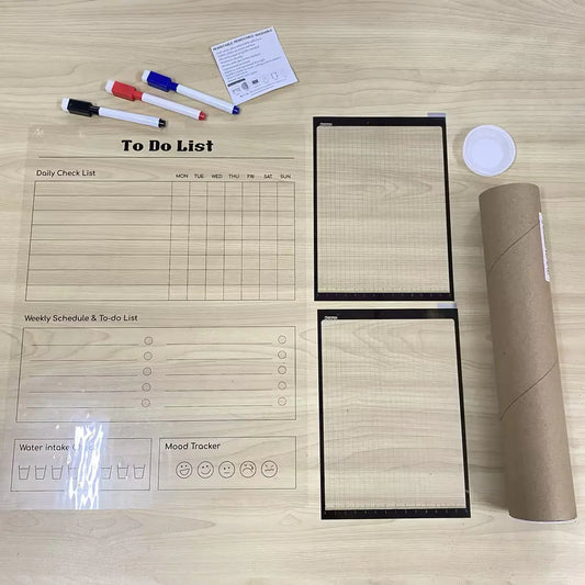 Transparent Erasable Planner Set with Magnetic Tape (3 pcs)