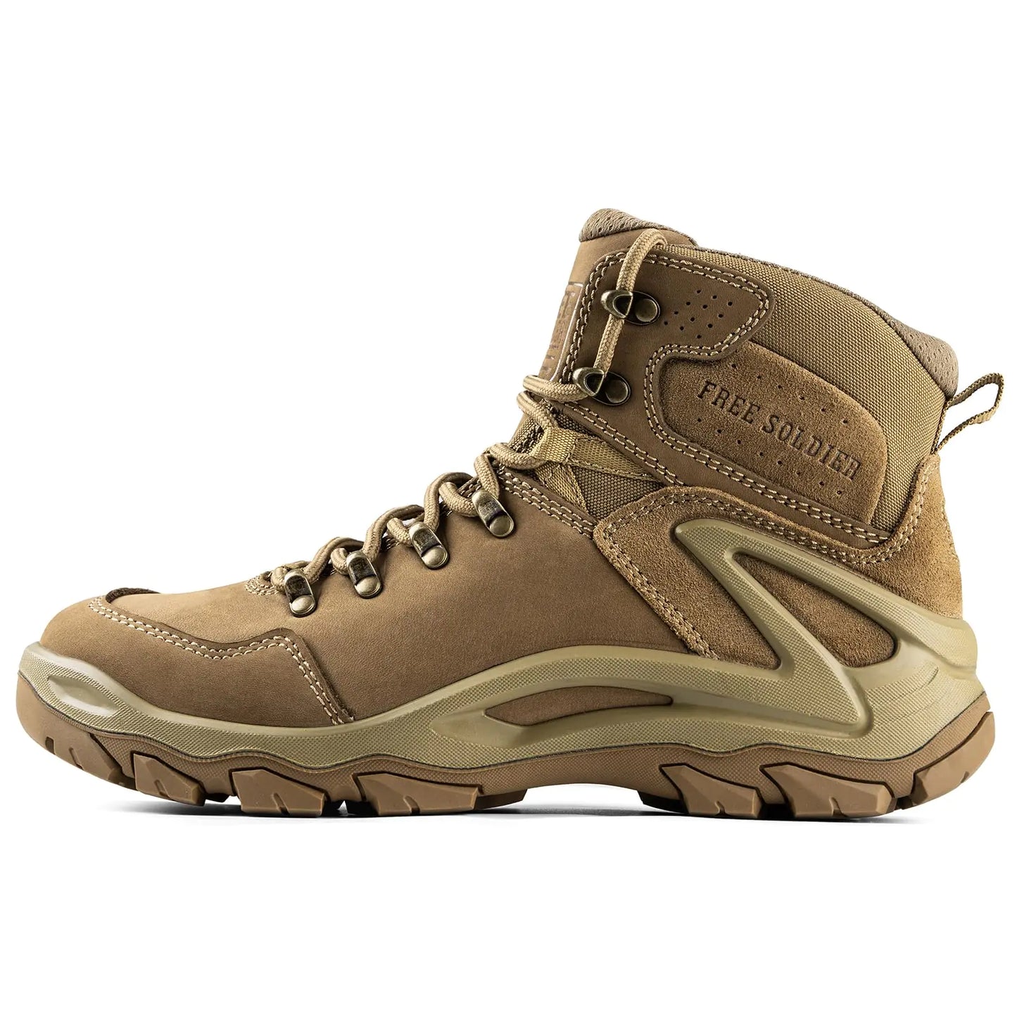 FREE SOLDIER Mens Waterproof Tactical Hiking Boots Combat Work Boots Desert Military Boots(Brown 9)
