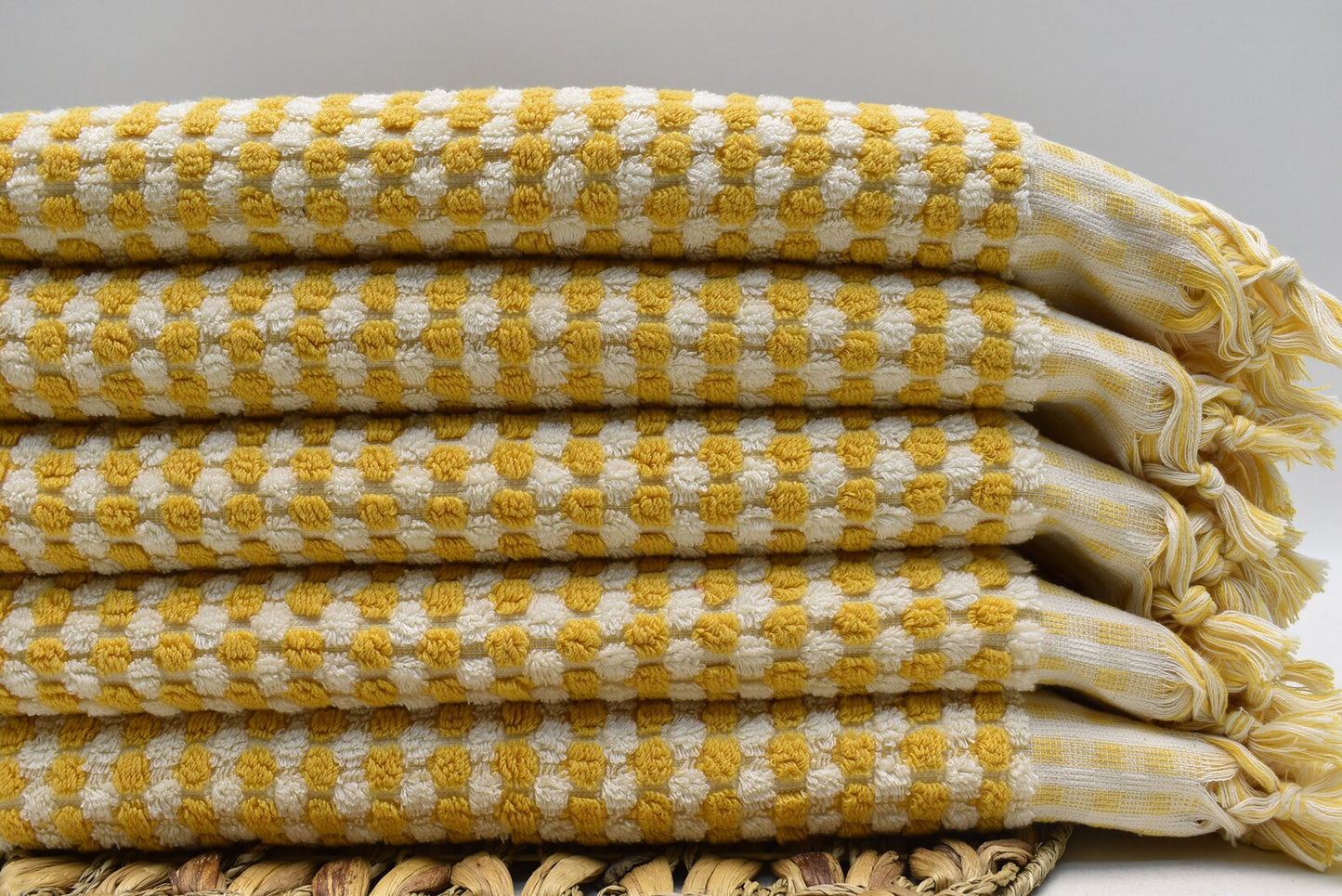 BUBBLE MUSTARD TERRY HAND TOWEL-1