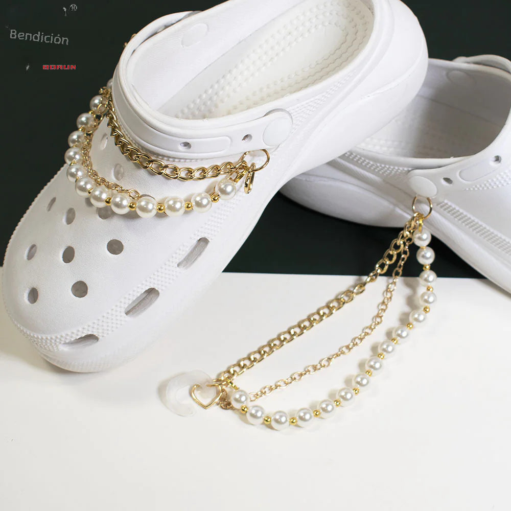 New Cross-Border Garden Shoes with Pearl Chain Accessories
