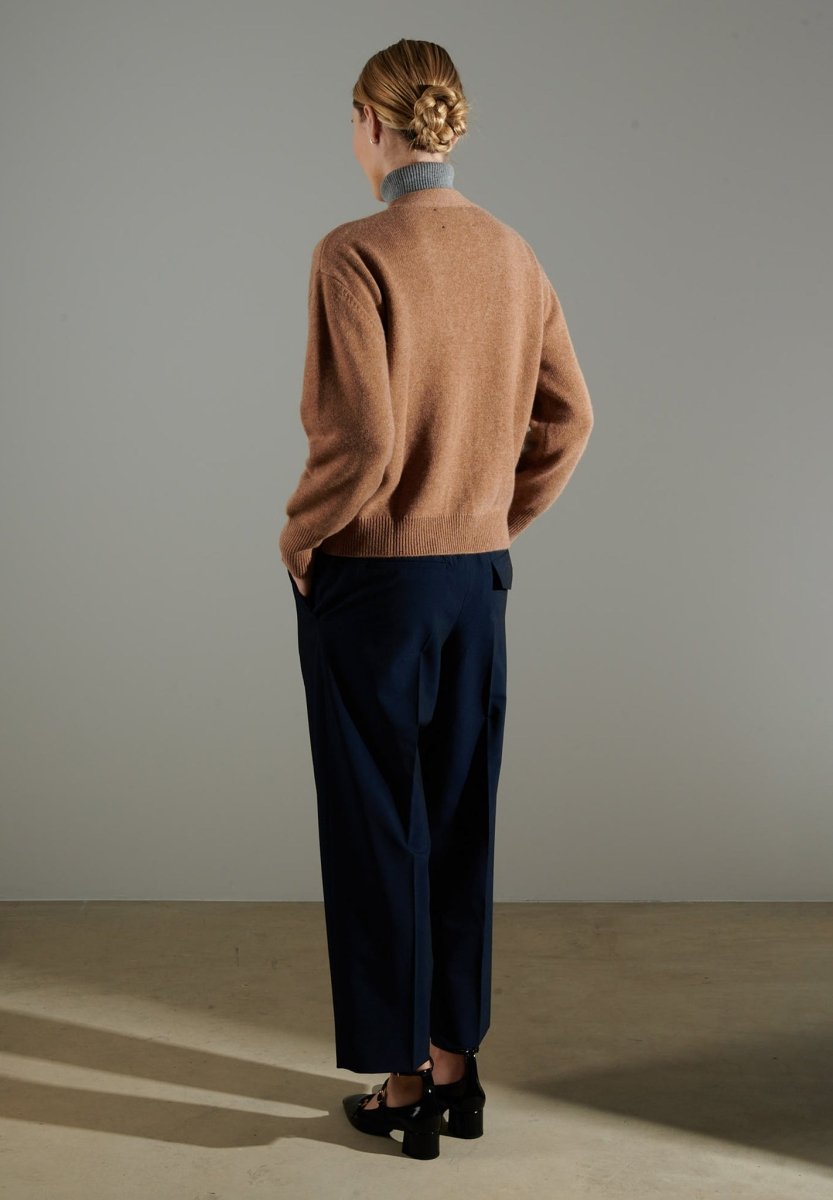 Cardigan col V cachemire 4 fils camel femme - NAMI 1-4