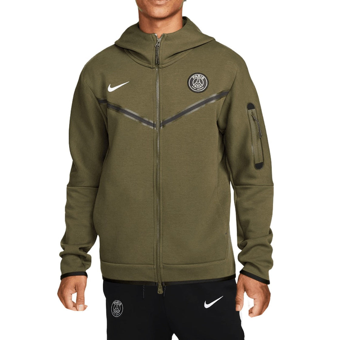 PSG Tech Fleece green/black presentation Soccer tracksuit 2022/23 - Nike-0